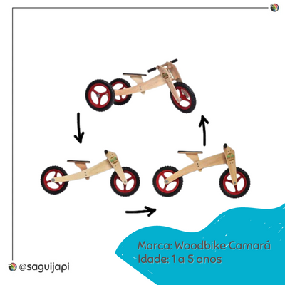 Bicicleta de equilíbrio Vermelha em madeira Woodbike